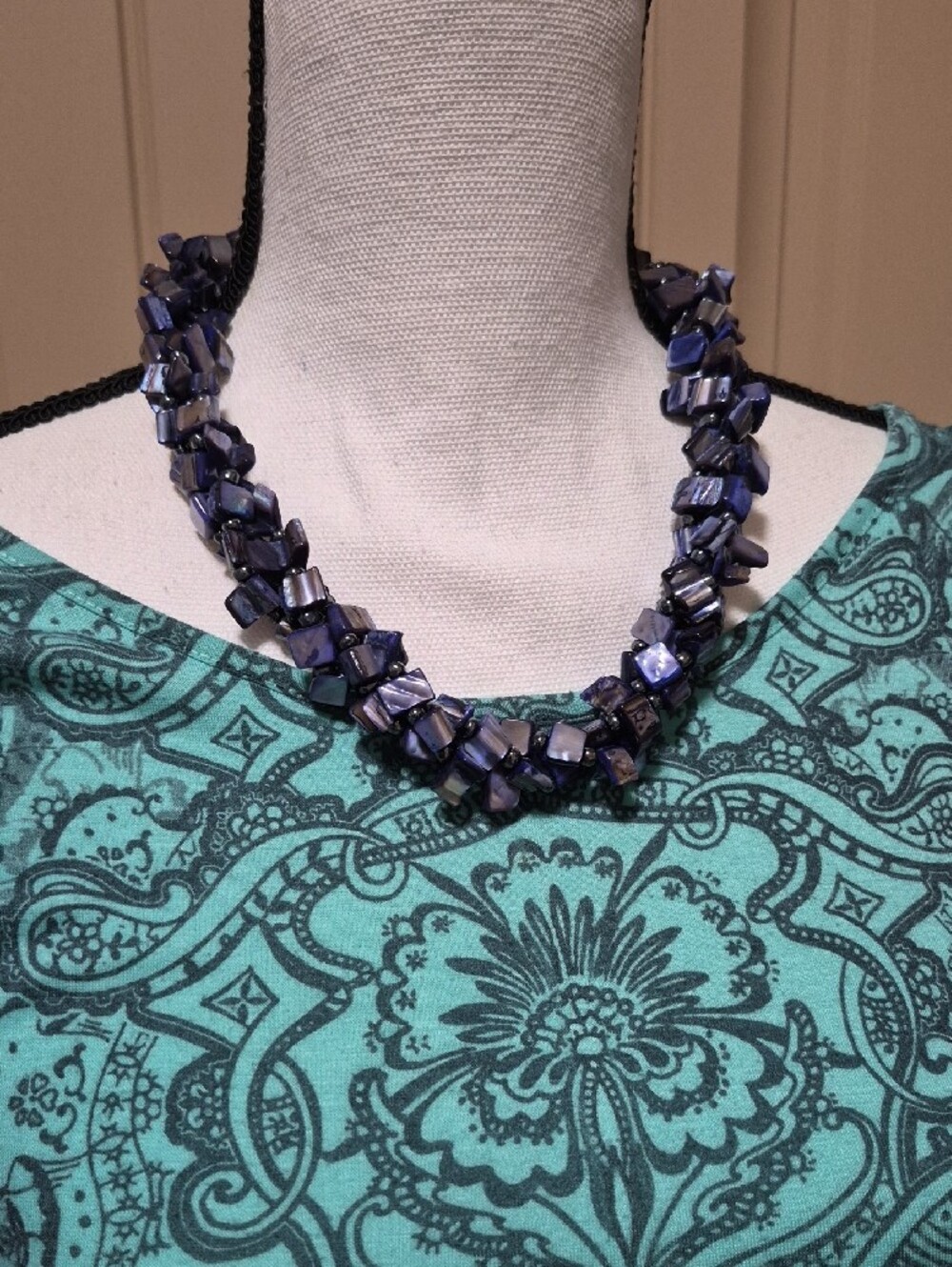 Purple Blue Bead Necklace Beautiful
